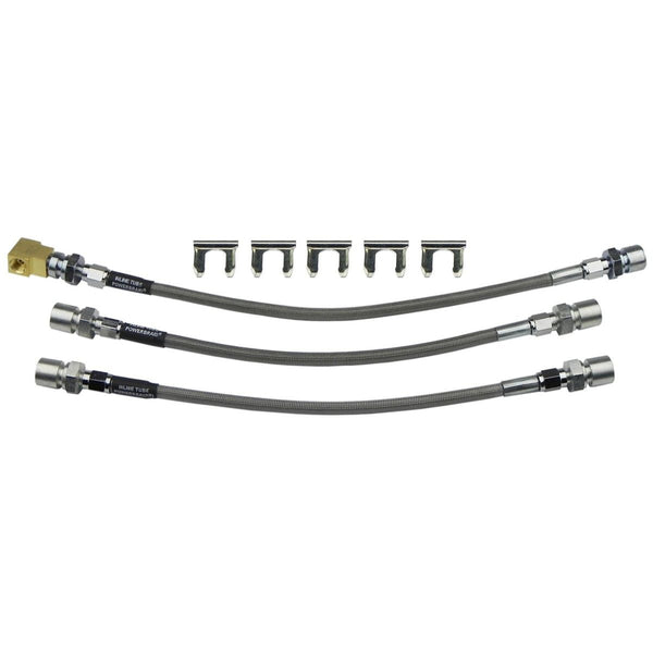1968 Chevrolet Chevy II 4 Piston Caliper Stainless Braided Brake Hose Kit 3pc