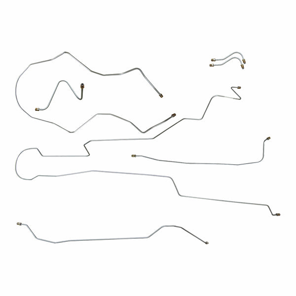 1965 Chevrolet Chevy II/Nova/SS Manual/Power Drum 4 or 6 Cyl (M/C Line Side of Block)  Brake Line Kit 7pc, OE Steel