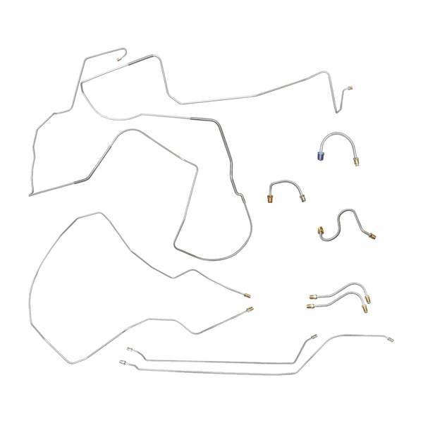 1967 Chevrolet Chevy II Manual Drum Brake Line Kit 9pc, OE Steel