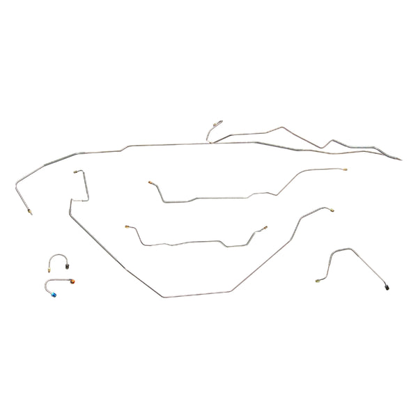 1968 Chevrolet Chevy II Complete Power Disc Brake Line Kit, 8pc OE Steel