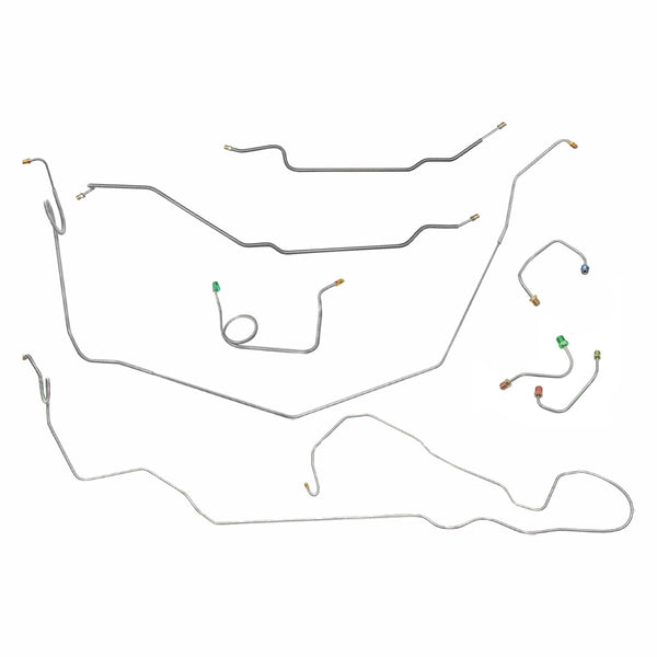1969 Chevrolet Nova Complete Manual Disc Brake Line Kit 8pc, 2pc Front to Rear, OE Steel