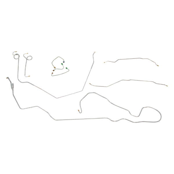 1969 Chevrolet Nova One-Piece F to R Power Disc Brake Line Kit 8pc, OE Steel