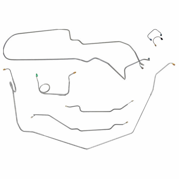 1972 Chevrolet Nova Complete Power Drum Brake Line Kit 7pc, OE Steel