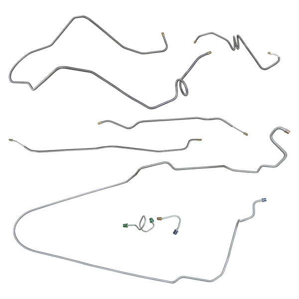 1975-76 Chevrolet Nova SS Power Disc Brake Line Kit 7pc, OE Steel