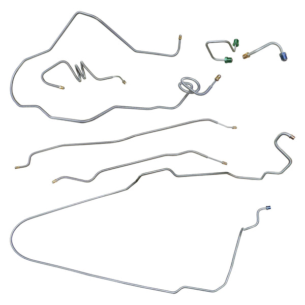 1975-76 Chevrolet Nova SS Complete Manual Disc Brake Line Kit 7pc, OE Steel