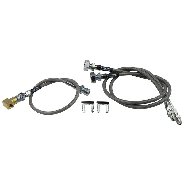 1967-70 Chevrolet GMC K10 K20 Blazer Suburban 4wd Front Drum Stanless Braided Brake Hose Kit 3pc