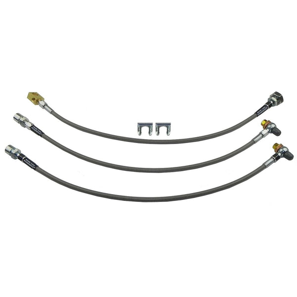 1982-91 Chevrolet S-10 PU Blazer 4WD Stainless Braided Brake Hose KIt For 2"-4" Lift 3pc