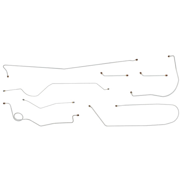 1960-62 Chevrolet GMC Truck 2wd & 4wd 1/2-Ton Std. Cab Shortbed Power Drum Complete Brake Line Kit (Clutch Line Separate) 8pc, OE Steel