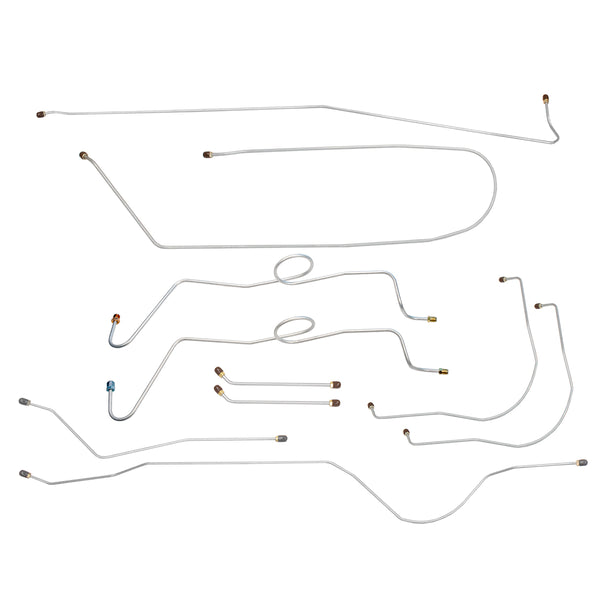 1960-62 Chevrolet GMC Truck 2wd Dual Master Cylinder Manual Drum Brake Line Kit 10pc, 1/2 ton, Shortbed, OE Steel