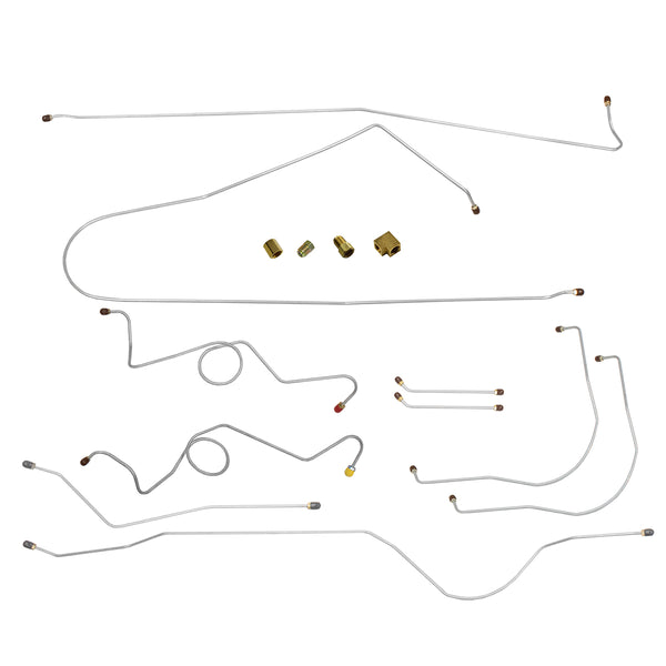 1960-62 Chevrolet GMC Truck 2wd Dual Master Cylinder Power Drum Brake Line Kit 10pc, 1/2 ton, Longbed, OE Steel