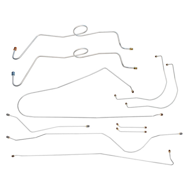 1960-62 Chevrolet GMC Truck 2wd Dual Master Cylinder Complete Manual Drum Brake Line Kit 10pc, 1/2 ton, Longbed, OE Steel