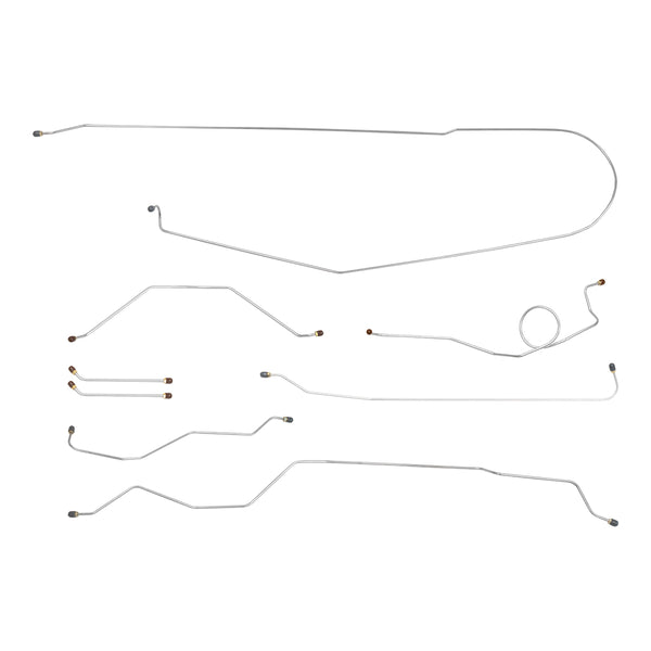 1963 Chevrolet GMC Truck 2wd Complete Power Drum Brake Line Kit 8pc, 1/2 ton, Longbed, OE Steel
