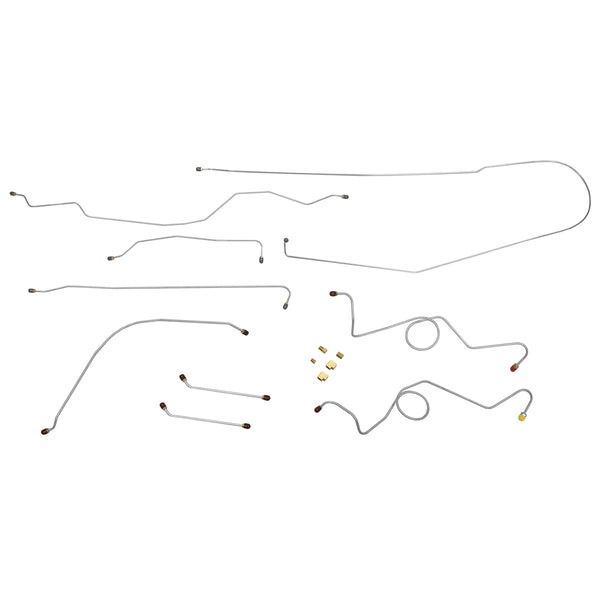 1963-64 Chevrolet GMC Truck 2WD 1/2-Ton Std. Cab Longbed Dual M/C Power Drum Complete Brake Line Kit 10pc, OE Steel