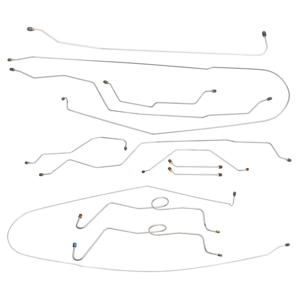 1965 Chevrolet GMC Truck 1/2-Ton Std. Cab Shortbed Dual M/C Conversion Manual Drum Brake Line Kit 9pc, OE Steel