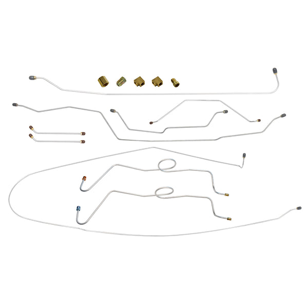 1965 Chevrolet GMC Truck Dual Master Conversion Lines 1/2 Ton Complete Power Drum Line Kit Short Bed, 10pc, OE Steel