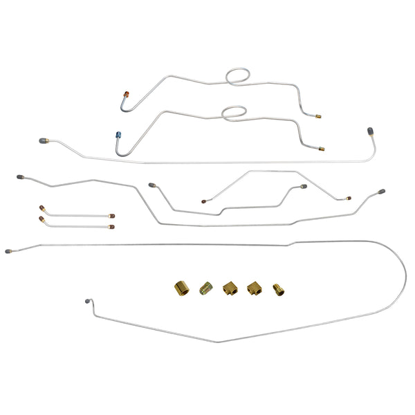 1965 Chevrolet GMC Truck Dual Master Conversion 1/2 Ton Complete Power Drum Line Kit Long Bed, 10pc, OE Steel