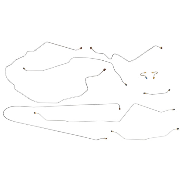 1967 Chevrolet GMC Truck 2wd Complte Power Drum Brake Line Kit 9pc, 1/2 ton, Coil Rear, Short Bed, OE Steel