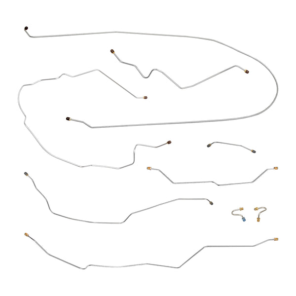 1967 Chevrolet GMC Truck 2wd Complte Power Drum Brake Line Kit 9pc, 1/2 ton, Leaf Rear, Short Bed, OE Steel