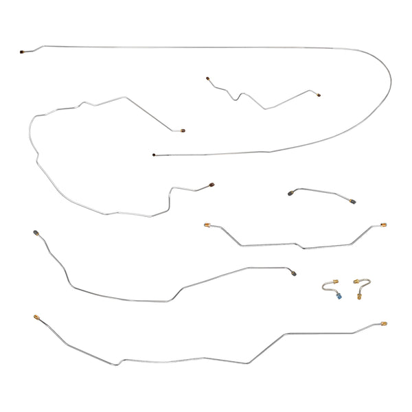 1967 Chevrolet/GMC Truck 2wd Power Drum Full Brake Line Kit 9pc, 1/2 ton, Leaf Rear, Longbed, OE Steel