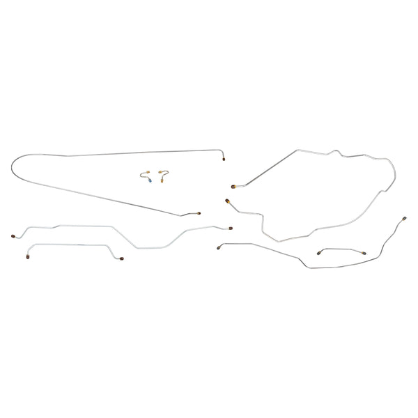 1967 Chevrolet GMC Truck 2wd Manual Drum Full Brake Line Kit 9pc, 3/4 ton, Coil Rear, Shortbed, OE Steel