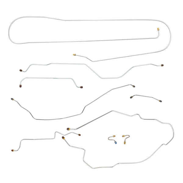 1967 Chevrolet GMC Truck 2wd Complete Manual Drum Brake Line Kit 9pc, 3/4 ton, Coil Rear, Long Bed, OE Steel