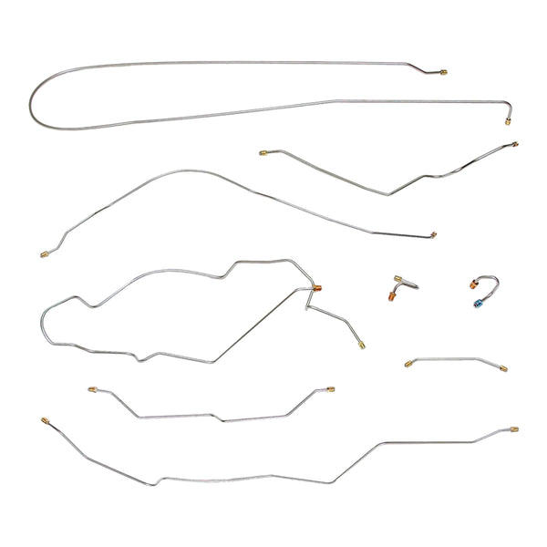 1967 Chevrolet GMC Truck 2wd Complete Manual Drum Brake Line Kit 9pc, 3/4 ton, Leaf Rear, Long Bed, OE Steel