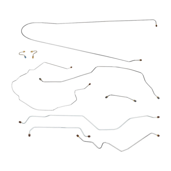 1967 Chevrolet GMC Truck 2wd Complete Power Drum Brake Line Kit 9pc, 3/4 ton, Coil Rear, Short Bed, OE Steel