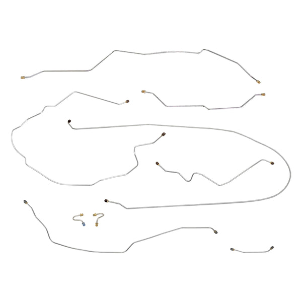 1967 Chevrolet GMC Truck 2wd Complete Power Drum Brake Line Kit 9pc, 3/4 ton, Leaf Rear, Short Bed, OE Steel