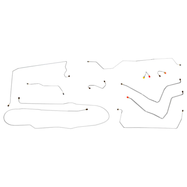 1967-69 Chevrolet GMC Truck 1/2 Ton 4wd Power Drum Brake Line Kit 10pc, Shortbed, OE Steel