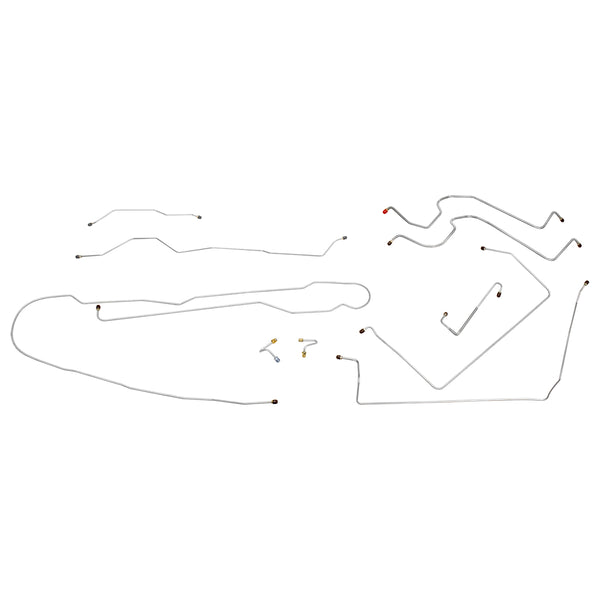 1967-69 Chevrolet GMC Truck 4WD 1/2-Ton Std. Cab Longbed Manual Drum Brake Line Kit 8pc, OE Steel