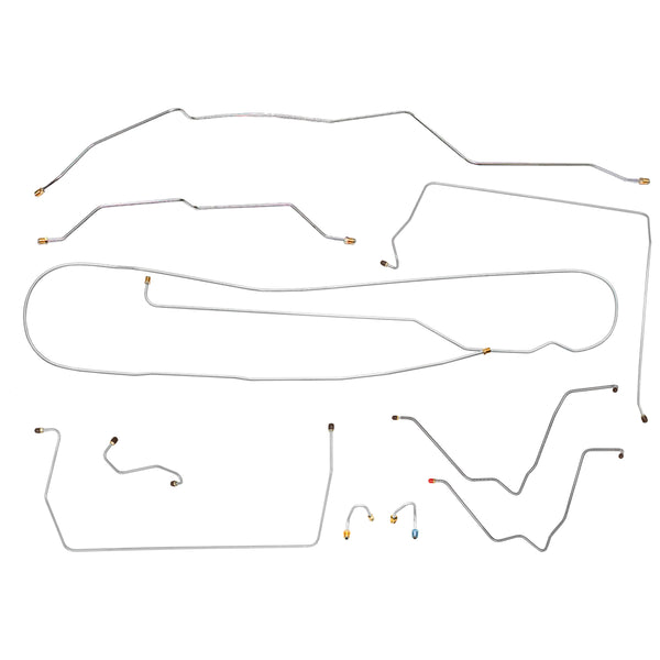1967-69 Chevrolet GMC Truck 4WD 3/4-Ton Long Bed Complete Power Drum Brake Line Kit 10pc, OE Steel