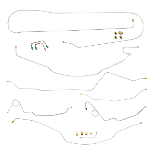 1967-70 Chevrolet/GMC Truck 2wd 1/2, 3/4-Ton Std. Cab Longbed Coil Rear Manual Disc Conversion Brake Line Kit 10pc, OE Steel