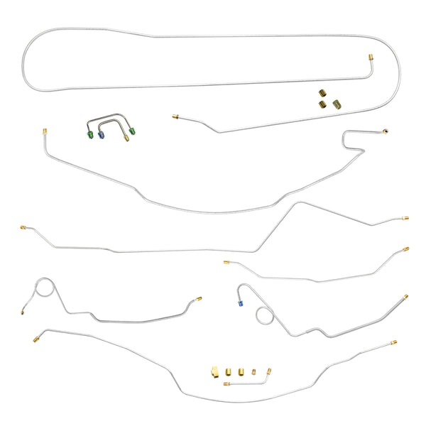 1967-70 Chevrolet GMC Truck 2wd 1/2, 3/4-Ton Std. Cab Longbed Coil Rear Power Disc Conversion Brake Line Kit 10pc, OE Steel