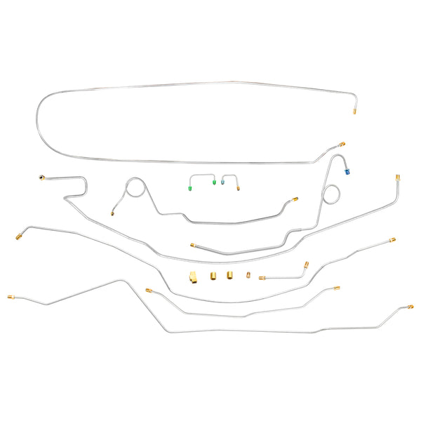 1967-70 Chevrolet GMC Truck 2WD 1/2-Ton Std. Cab Shortbed Coil Rear Power Disc Conversion Brake Line Kit 10pc, OE Steel