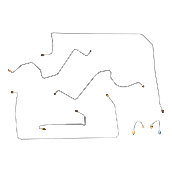 1970 Chevrolet GMC Truck 4wd 1/2-3/4 Ton Manual Drum Front Brake Line Kit 6pc, OE Steel