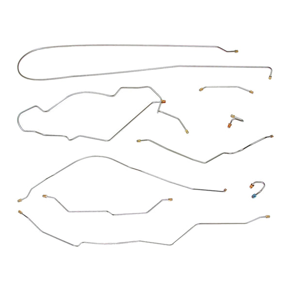 1968-69 Chevrolet GMC Truck 2wd Complete Manual Drum Brake Line Kit 9pc, 1/2 ton, Leaf Rear, Longbed, OE Steel