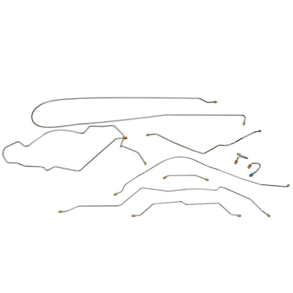 1968-69 Chevrolet GMC Truck 2wd Power Drum Full Brake Line Kit 9pc, 1/2 ton, Leaf Rear, Shortbed, OE Steel