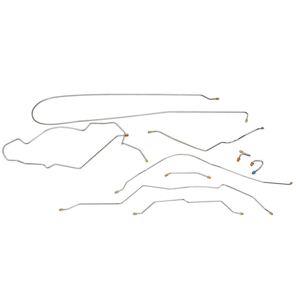 1968-69 Chevrolet GMC Truck 2WD 1/2-Ton Long Bed Coil Rear Complete Power Drum Brake Line Kit 9pc OE Steel