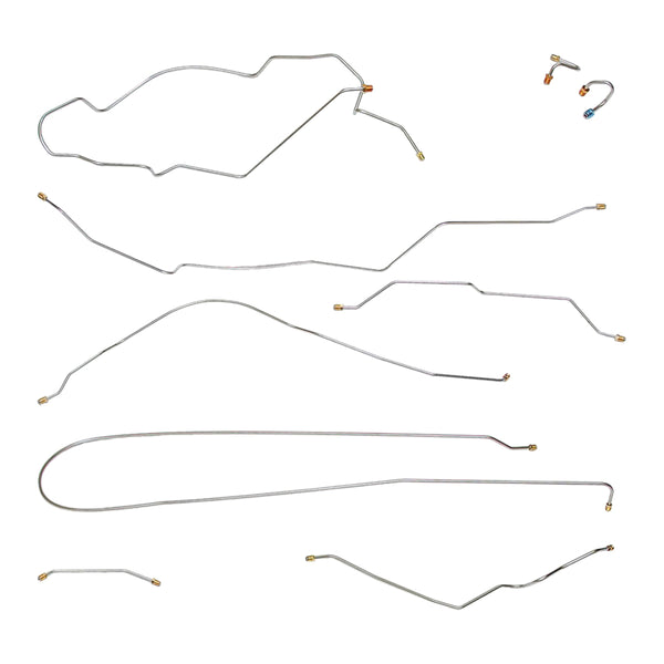1968-69 Chevrolet/GMC Truck 2WD 1/2-Ton w/Leaf Rear Longbed Complete Power Drum Brake Line Kit 9pc, OE Steel