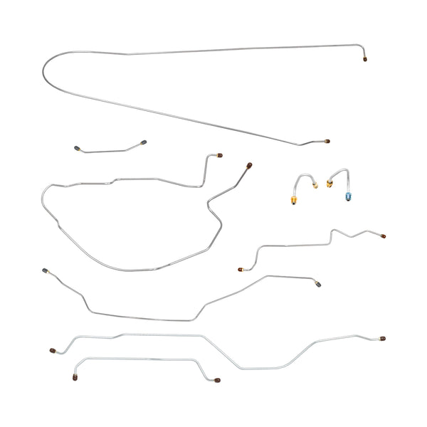 1968-69 Chevrolet GMC Truck 2wd Complete Manual Drum Brake Line Kit 9pc, 3/4 ton, Coil Rear, Short Bed, OE Steel