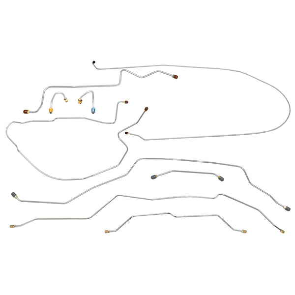 1968-69 Chevrolet GMC Truck 2wd Complete Manual Drum Brake Line Kit 9pc, 3/4 ton, Leaf Rear, Short Bed, OE Steel