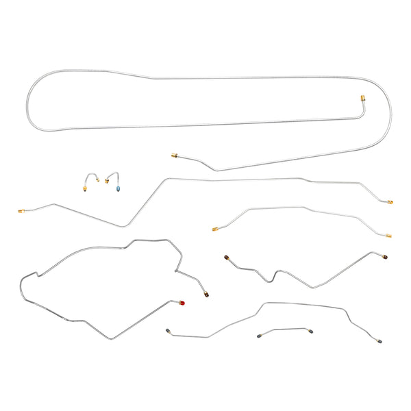 1968-69 Chevrolet GMC Suburban 2WD 1/2-Ton Complete Power Drum Brake Line Kit 9pc, OE Steel