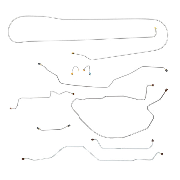 1968-69 Chevrolet Suburban 2wd Complete Manual Drum Brake Line Kit 9pc, 3/4 ton, OE Steel