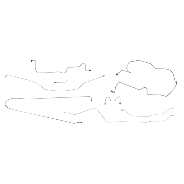 1970 Chevrolet GMC Truck 2WD 1/2-Ton Std. Cab Short Bed Coil Rear Manual Drum Brake Line Kit 9pc, OE Steel
