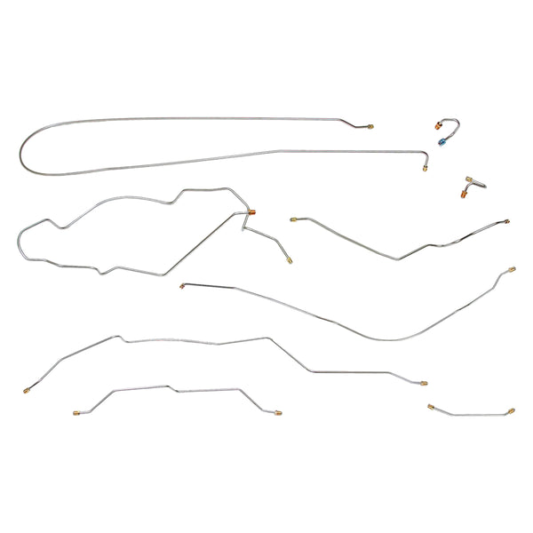 1970 Chevrolet GMC Truck 2wd Complete Power Drum Brake Line Kit 9pc, 1/2 ton, Leaf Rear, Longbed, OE Steel