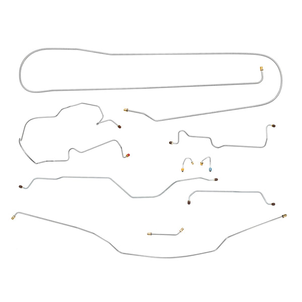 1970 Chevrolet GMC Truck 2wd Complete Manual Drum Brake Line Kit 9pc, 3/4 ton, Coil Rear, Long Bed, OE Steel