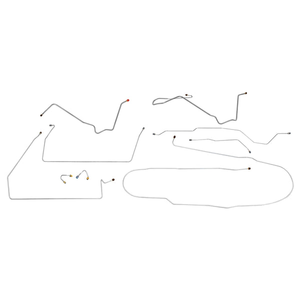 1970 Chevrolet GMC Truck 4wd 1/2-Ton Std. Cab Shortbed Power Drum Brake Line Kit 9pc, OE Steel