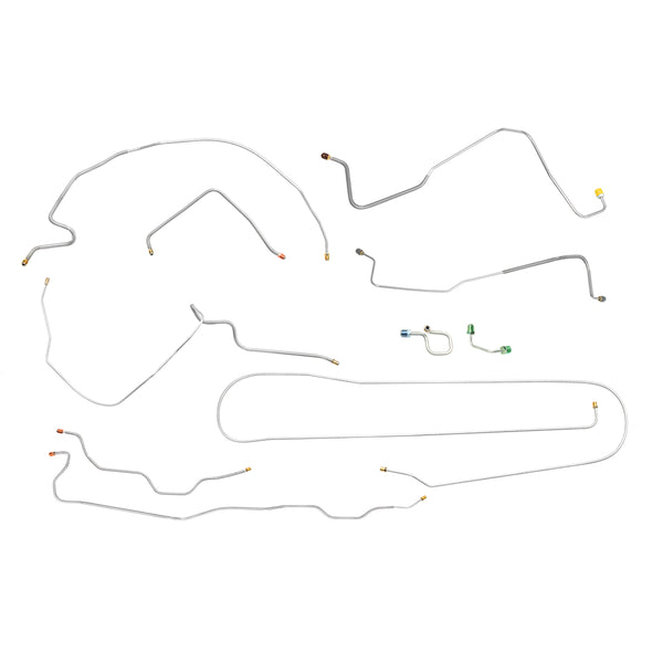 1971 Chevrolet GMC Truck 2wd Complete Manual Disc Brake Line Kit 10pc, 1/2 ton, Coil Rear, Long Bed OE Steel