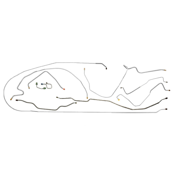 1971 Chevrolet GMC Truck 2wd Complete Manual Disc Brake Line Kit 10pc, 1/2 ton, Leaf Rear, Long Bed OE Steel