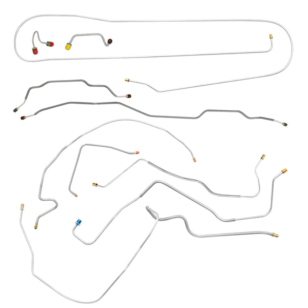 1971 Chevrolet GMC Truck 2wd Complete Power Disc Brake Line Kit 10pc, 3/4 ton, Coil Rear, Longbed, OE Steel